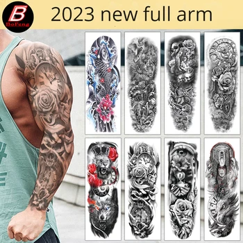 Новая мужская и женская татуировка на всю руку, водонепроницаемая имитация татуировки, временные татуировки, размер наклейки: 170 * 480 мм