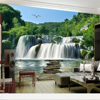 фотообои wellyu на заказ 3d обои большая фреска пейзаж водопад фреска пейзаж гостиная фон стены 3D обои