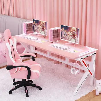 Розовый игровой стол Настольные Компьютерные столы Офисная мебель Спальня Письменный стол Интернет-кафе Двойные игровые столы Компьютерный стол