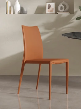 Кожаное обеденное кресло со спинкой во французском кремовом стиле домашний стол в скандинавском минималистичном стиле для небольшой семьи можно сложить для отдыха