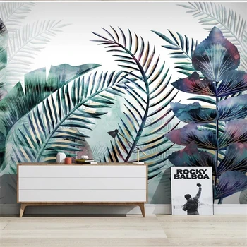 wellyu Nordic ручная роспись акварелью листья тропических растений фон для телевизора на стене на заказ большие экологические обои