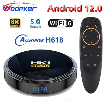 WOOPKER Android 12 TV Box HK1 RBOX H8 Allwinner H618 6K HDR10 + Медиаплеер 4GB 128G Wifi6 BT5.0 Быстрая телеприставка Google Voice