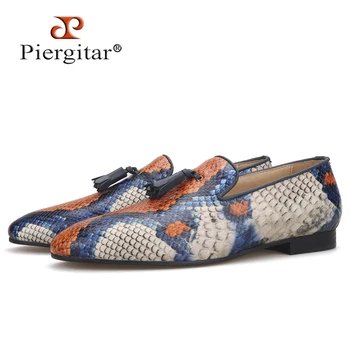 Бренд Piergitar 2019, мужская обувь из коровьей кожи со змеиным узором, мужские лоферы ручной работы, мужская повседневная обувь для вечеринок и банкетов,