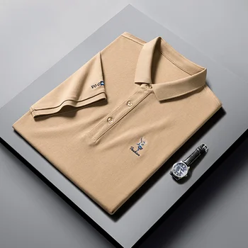 Высококачественная модная дизайнерская новая рубашка поло из 100% хлопка с вышивкой, мужская футболка с лацканами и коротким рукавом, дышащий модный мужской топ