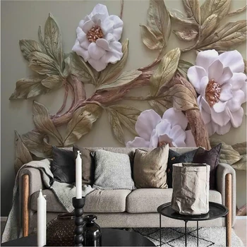 Обои beibehang на заказ, обои для гостиной, спальни, 3D рельефный цветок, дерево, телевизор, диван, фон, декоративная роспись стен