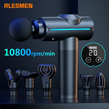 RLESMEN LCD Пистолет для фасции, Массажер глубоких тканей и мышц, Перкуссионный Портативный Ручной Массажный пистолет, Электрический массажер для релаксации и фитнеса