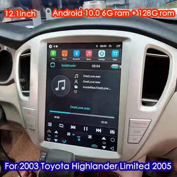 128 ГБ 12,1 дюймовый Экран Tesla Автомобильный Радио Мультимедийный Видеоплеер Для Toyota Highlander Limited 2003 2005 Android 11 GPS Авторадио