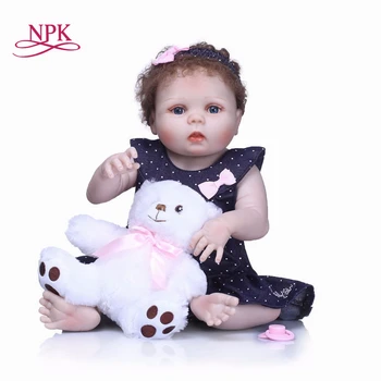 NPK 55 см ручные вьющиеся волосы С корнями Для Всего Тела Силиконовая Кукла Bebes Reborn Menino Реалистичный Новорожденный ребенок Дети Хороший Товарищ Для Игр Brinquedos
