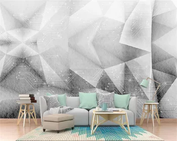 Скандинавская 3D сплошная геометрическая технология абстрактная мода серый диван для спальни фон стены украшение дома обои фреска гобелен
