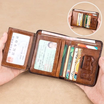 Чехол для защиты карт Винтажный кожаный мужской кошелек Многофункциональный держатель для кредитных Карт