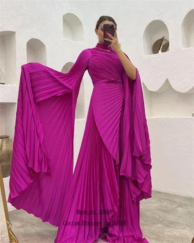 SONDR Современные Пыльно-розовые платья для выпускного вечера с высоким воротом, вечернее платье, жакет с рукавами трапециевидной формы, вечерние платья для вечеринок в Дубае 2023 г.