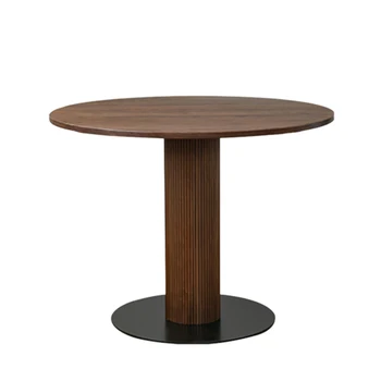 Обеденный стол из черного орехового дерева, Большой квартирный стол, Устойчивая Прочная Дизайнерская доска на одной ножке