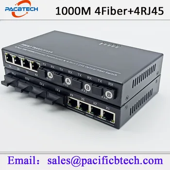 Гигабитный Ethernet Оптоволоконный Коммутатор Медиаконвертер 4 Оптоволоконных Порта 4 Оптоволоконных Порта RJ45 Оптический Приемопередатчик 20 КМ SC Однорежимный 100/1000 М