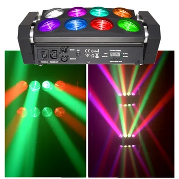 Вечерние Огни LED Spider DMX Light 8X12 Вт RGBW 4в1 Лира Движущийся Головной Луч Проектора Стробоскопический Звук Активен