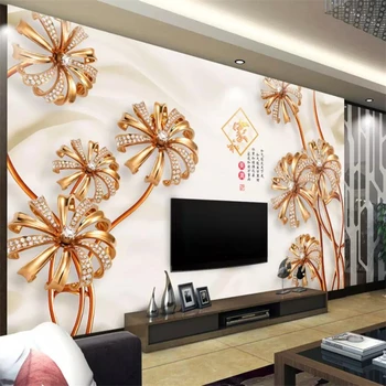 обои на заказ beibehang 3d новый китайский бутик высокого класса с рельефными золотыми цветами 3d обои для гостиной на 3D фоне