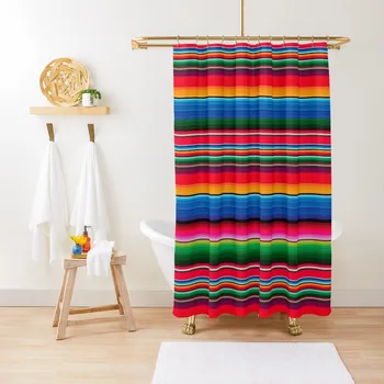 Занавески для душа из праздничной мексиканской ткани Sarape Saltillo Colores poncho в полоску
