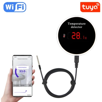 Tuya Smart WIFI Гигрометр Термометр с внешней температурой USB Зарядка или перезаряжаемый аккумулятор