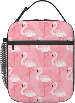 Ланч-бокс Изолированная сумка для ланча для женщин Мужчин Розовый фламинго Многоразовые сумки-охладители для работы пикника на открытом воздухе