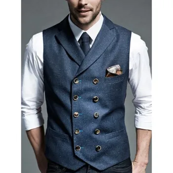 Новое брендовое платье, жилеты для мужчин, повседневный приталенный мужской костюм, жилет, двубортный жилет, Homme, официальный деловой пиджак