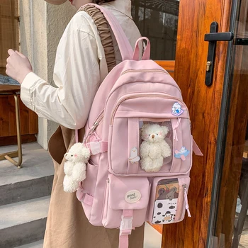 Японский Рюкзак для девочек-старшеклассниц Школьные сумки для девочек-подростков с несколькими карманами Новый Рюкзак Kawaii Для женщин Harajuku Cute Mochila