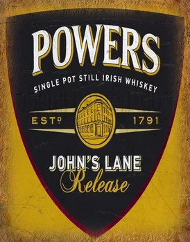 Ирландский виски Powers John s Lane Металлическая жестяная вывеска, плакат, табличка с надписью Pub Bar
