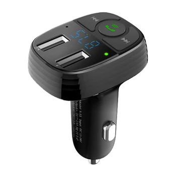 Автомобильное зарядное устройство с двумя USB-модулями 12 В-24 В, Bluetooth-совместимый Музыкальный стереоадаптер, FM-передатчик, Громкая связь, светодиодный вольтметр
