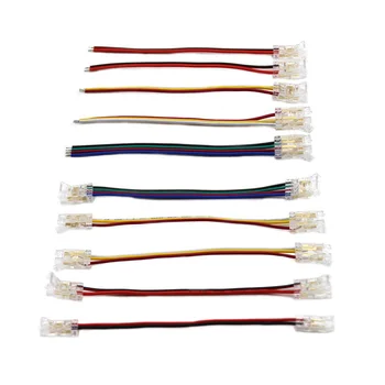 COB Mini Led Light Strip Проводные разъемы 2 3 4 Контактное соединение без пайки FCOB RGB CCT 5 8 10 мм Разъем для светодиодной ленты с проводом