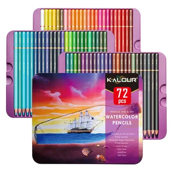 72 цветных карандаша, Набор цветных ручек Kalour, Водорастворимый цветной грифель, профессиональная художественная кисть, Картографический цветной карандаш с ручной росписью