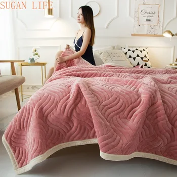 2020 лоскутное одеяло, утолщенные теплые покрывала, двухслойное стеганое флисовое одеяло 200*230 см, зимнее постельное белье с 3D оборками, постельное белье